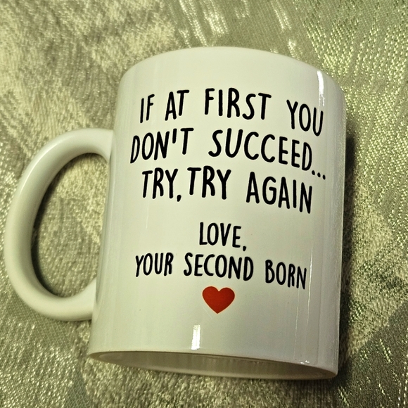 Funny Second Born Child Coffee Mug - Ceramic Keepsake Gift for Mom or Dad - Picture 1 of 3